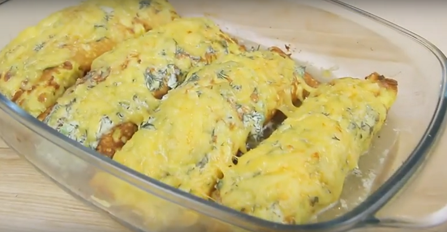 Бризоль с фаршем и ароматным соусом из сметаны